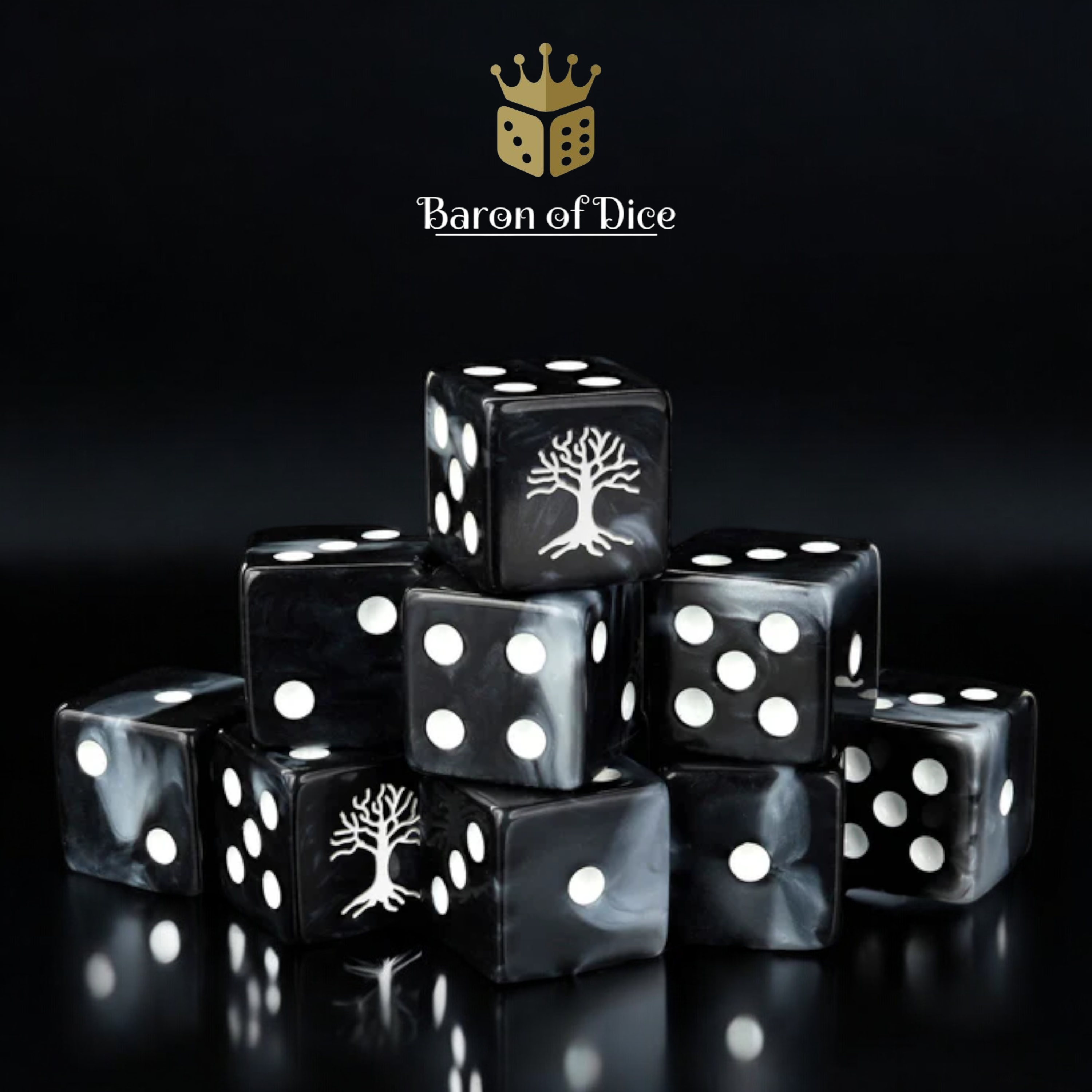 White Tree - 10x Square 16mm Dice